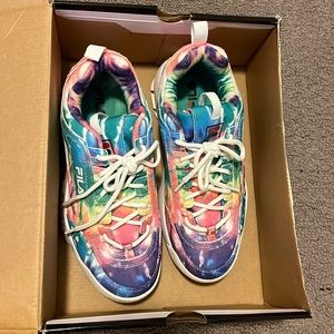 Disruptor ll Tie Dye Fila, rainbow tie dye, tags aren't on and only wore once